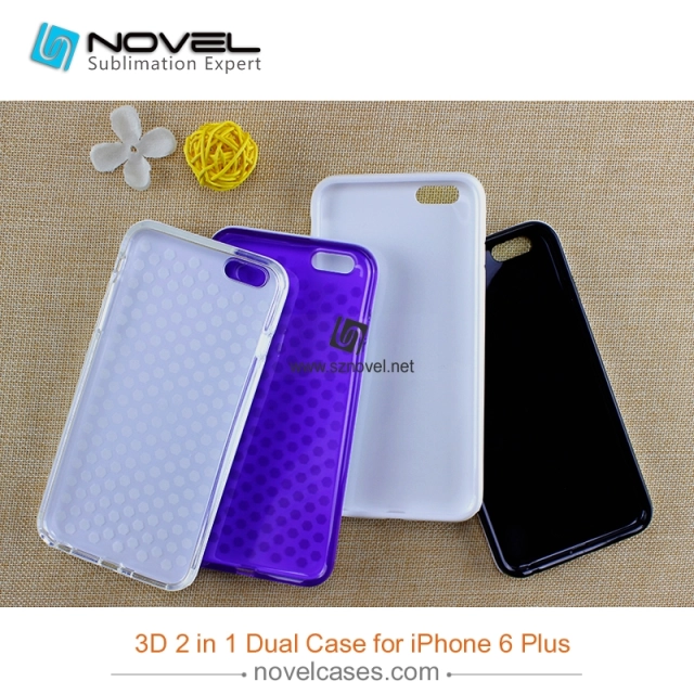 For iPhone 6 Plus Sublimation Blank 3D 2IN1 Back Phone Shell