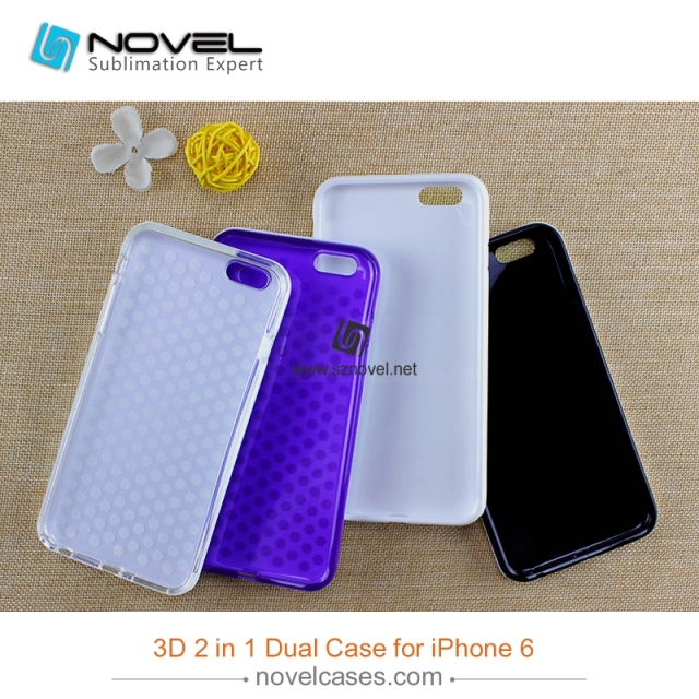 For iPhone 6 Custom Design Sublimation Blank 3D 2IN1 Phone Case