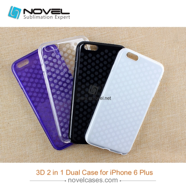 For iPhone 6 Plus Sublimation Blank 3D 2IN1 Back Phone Shell