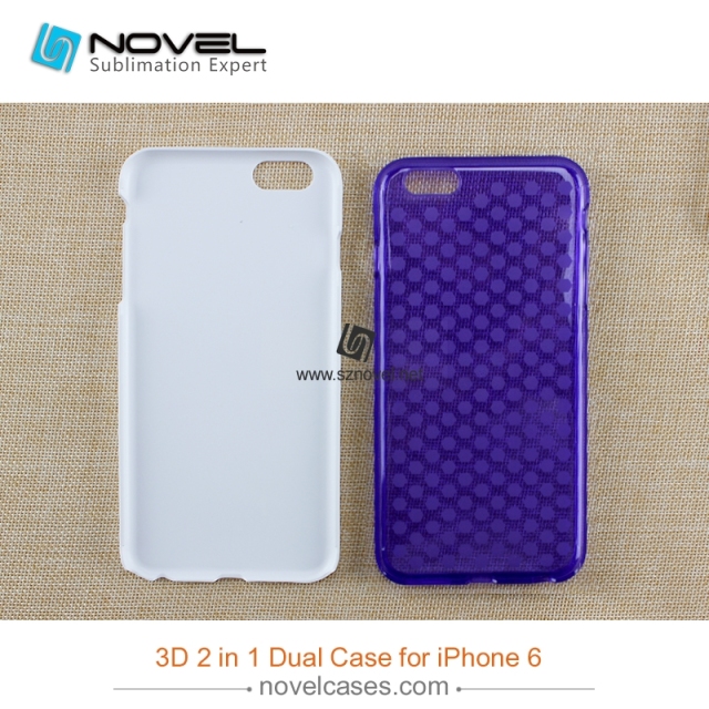 For iPhone 6 Custom Design Sublimation Blank 3D 2IN1 Phone Case