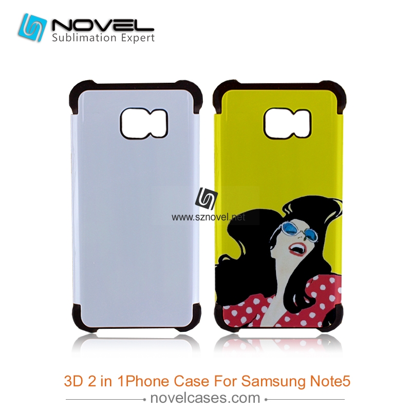 3D 2 in 1 heavy duty sublimation mobile phone cover  for Sam galaxy note 5