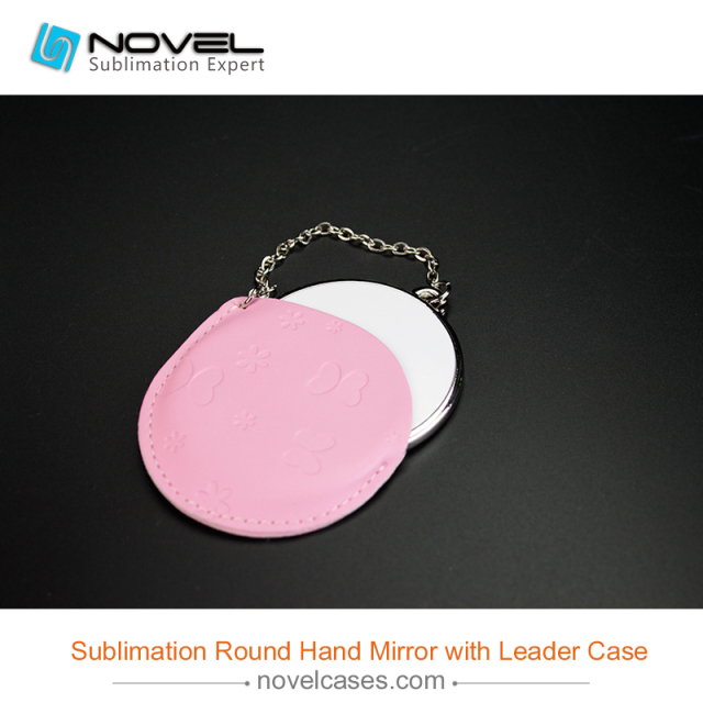 Sublimation Round  hand mirror  with leader case