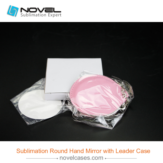 Sublimation Round  hand mirror  with leader case