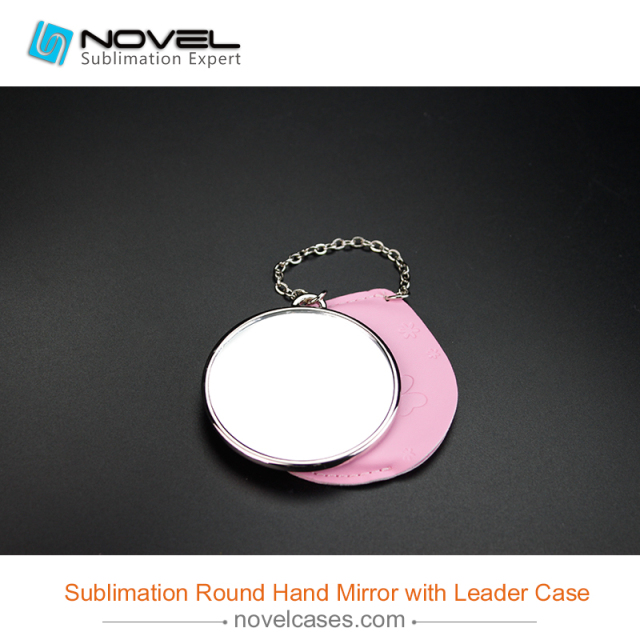 Sublimation Round  hand mirror  with leader case