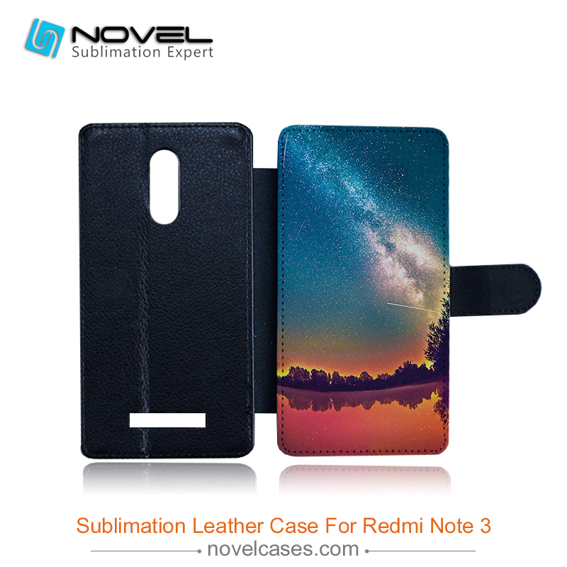 sublimation pu leather mobile phone case for Redmi Note 3