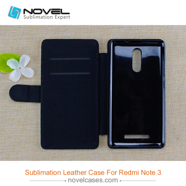 sublimation pu leather mobile phone case for Redmi Note 3