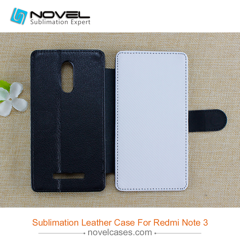 sublimation pu leather mobile phone case for Redmi Note 3