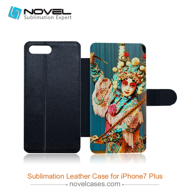 High quality Sublimation flip leather cover  for Iphone 7 plus