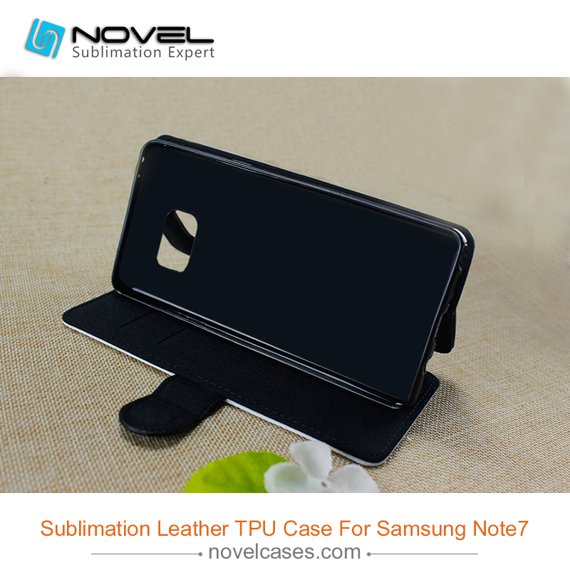Customised sublimation pu leather wallet&nbsp; for Sam galaxy note 7 with tpu case inside