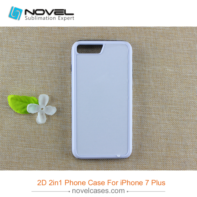 For iPhone7/8 Plus Sublimation Blank 2D 2IN1 Back Phone Case