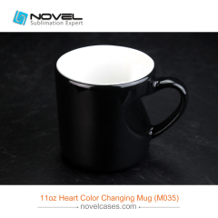 High Quality Sublimation Black Heart Color Changing Mug 11oz