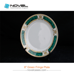 8 Inch Sublimation Blank Ceramic Green Fringe Plate