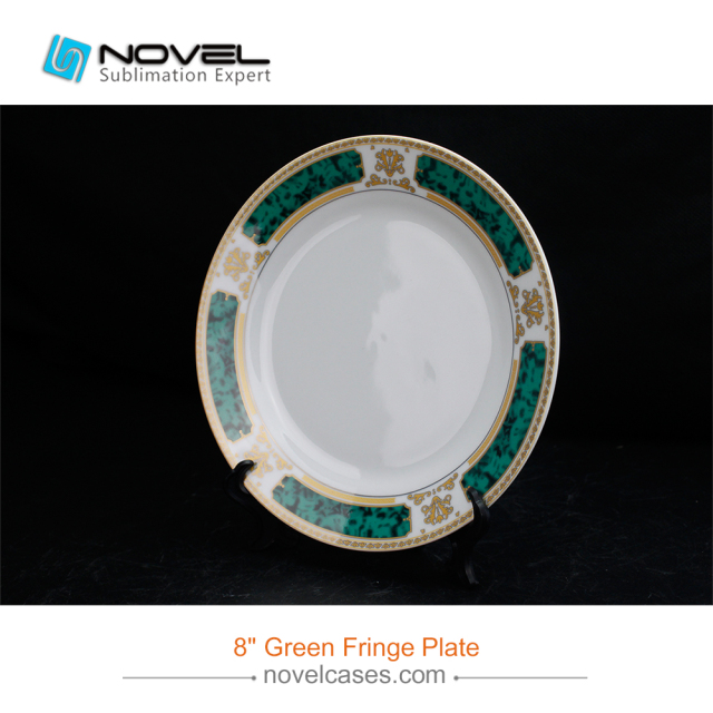 8 Inch Sublimation Blank Ceramic Green Fringe Plate