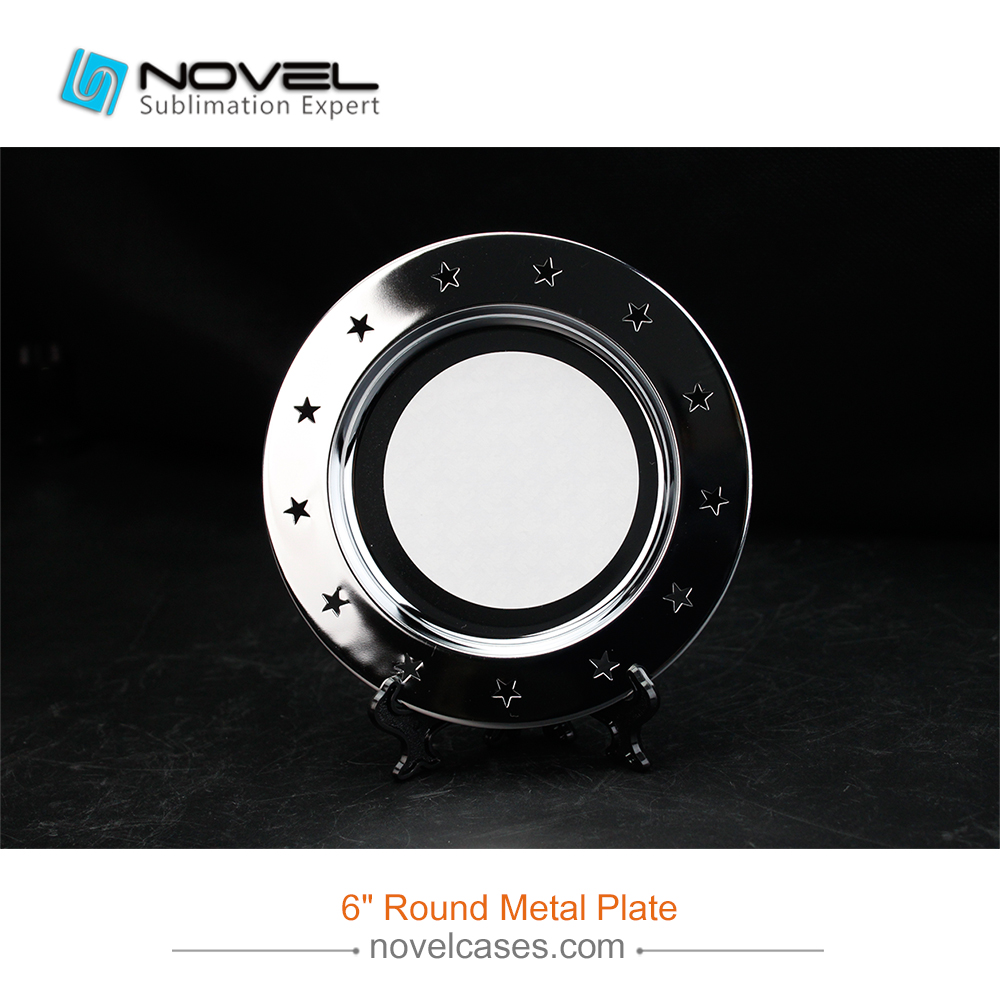 6 Inch Sublimation Metal Plates Round Star Side Silver Plate
