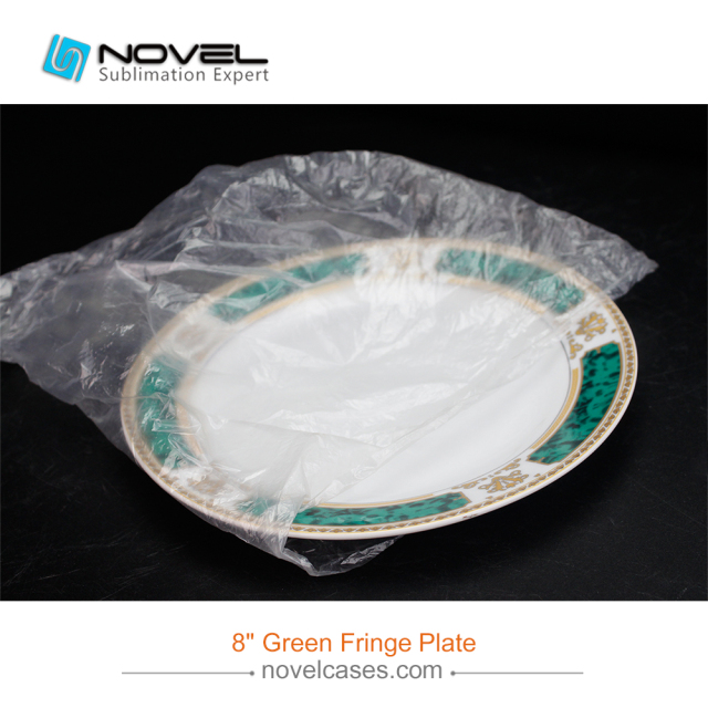 8 Inch Sublimation Blank Ceramic Green Fringe Plate