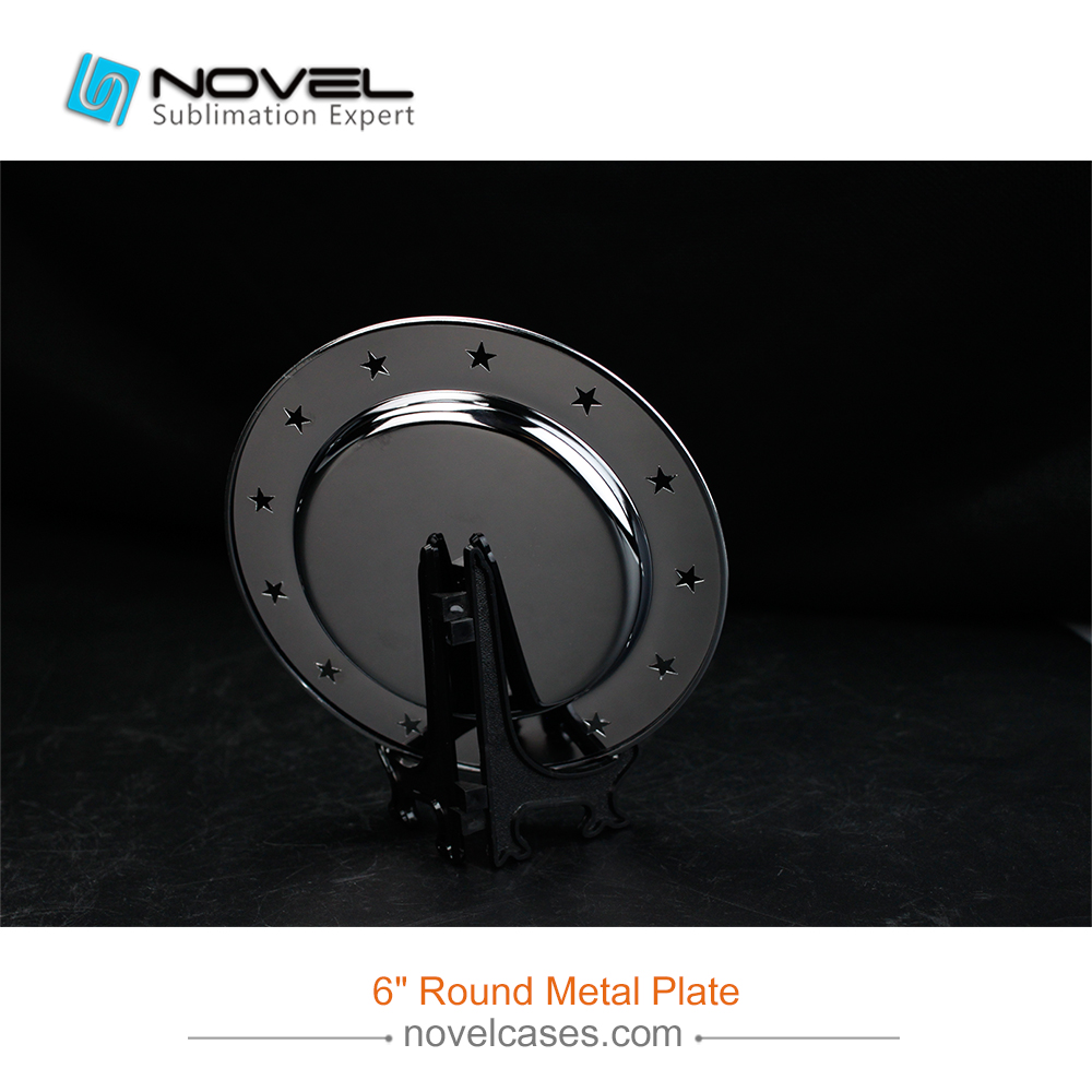 6 Inch Sublimation Metal Plates Round Star Side Silver Plate