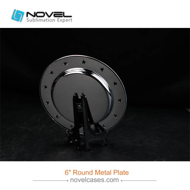 6 Inch Sublimation Metal Plates Round Star Side Silver Plate