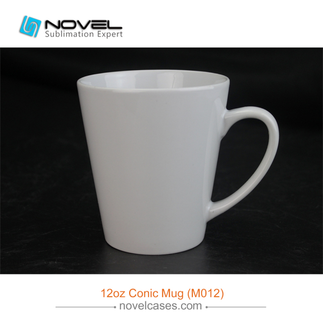 Sublimation Black White 12 oz Conical Mug Ceramic Coffee Cup