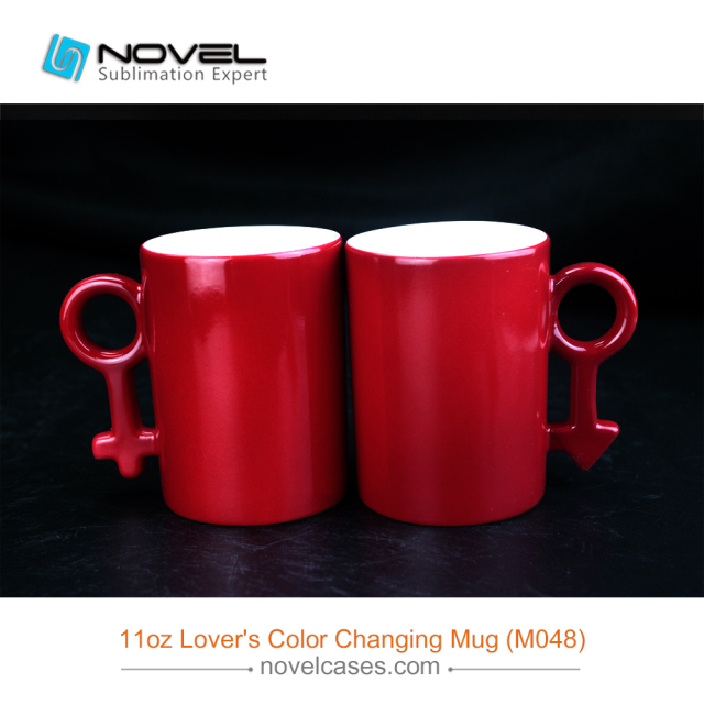 Custom Sublimation 11oz Couple Color Changing Mugs(Red)