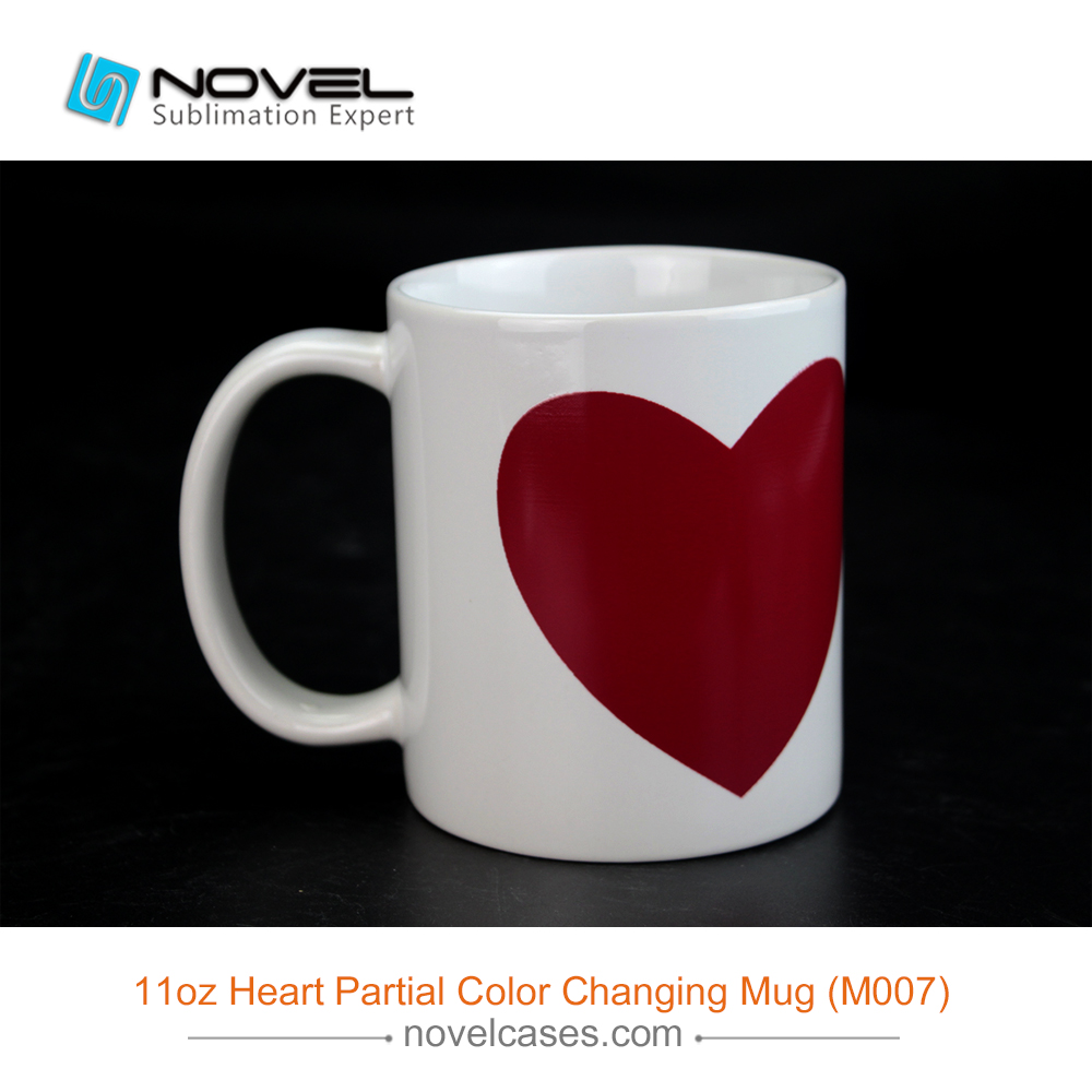 DIY Custom White+Red 11oz Heart Partial Color Changing Mug