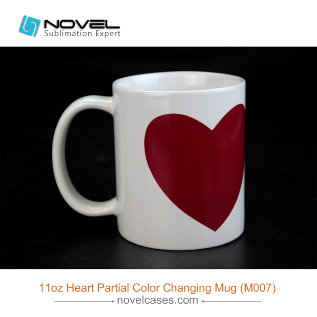 DIY Custom White+Red 11oz Heart Partial Color Changing Mug