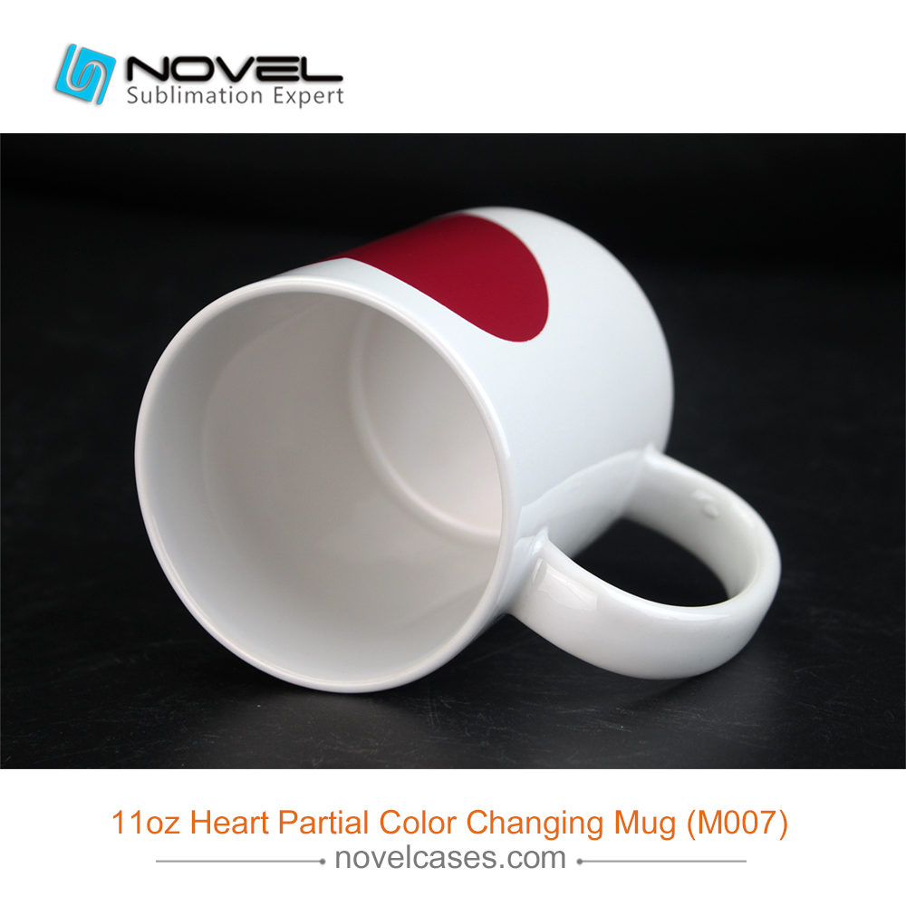 DIY Custom White+Red 11oz Heart Partial Color Changing Mug