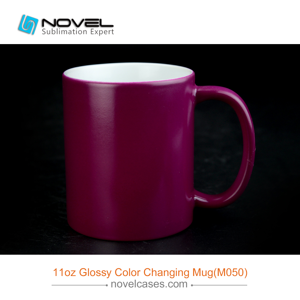 11oz Sublimation Ceramic Changing Color Mug,Glossy Color Changing Cup