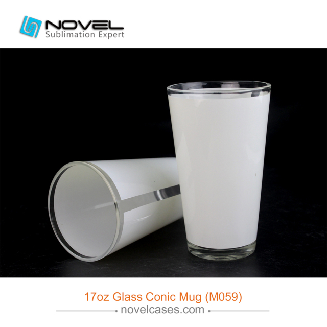 Popular Sublimation Blank 17 oz Glass Clear Conical Mug