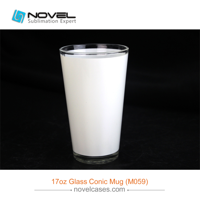 Popular Sublimation Blank 17 oz Glass Clear Conical Mug