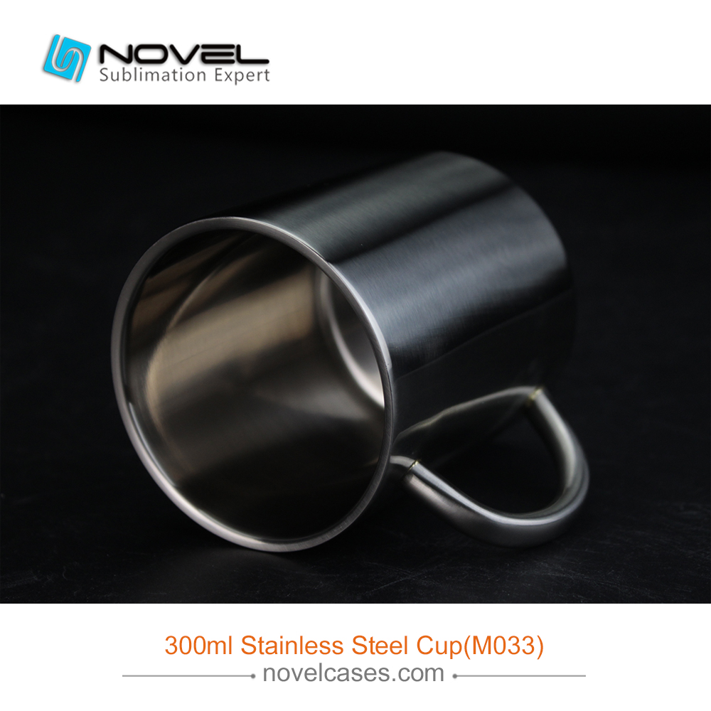 300ml Sublimation Photo Blank Stainless Steel Mug,Silver Cup