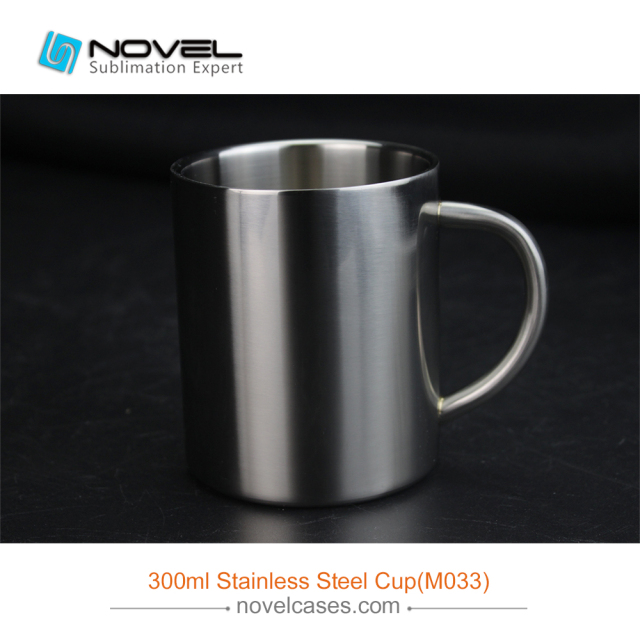 300ml Sublimation Photo Blank Stainless Steel Mug,Silver Cup