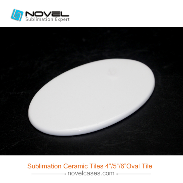 Oval Shaped Sublimation White Ceramic Tile,4"/5"/6" Available