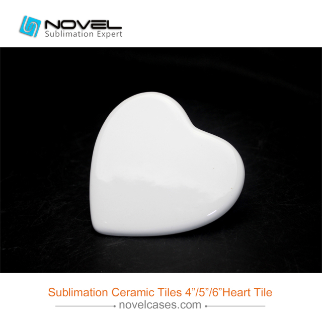 Heart Shaped Sublimation White Ceramic Tile,4"/5"/6" Available