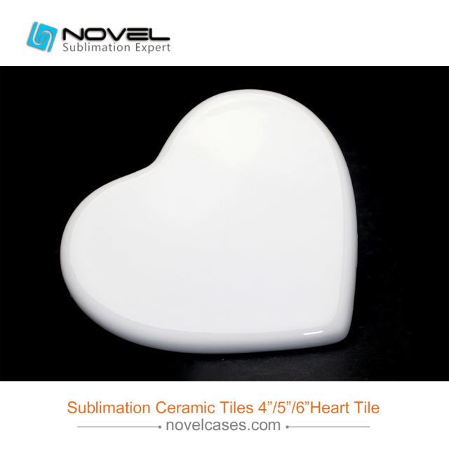 Heart Shaped Sublimation White Ceramic Tile,4"/5"/6" Available