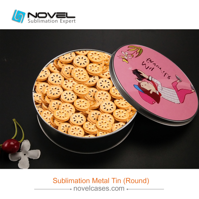 New Arrival Custom Sublimation Blank Metal Tin For Snacks Round Shape