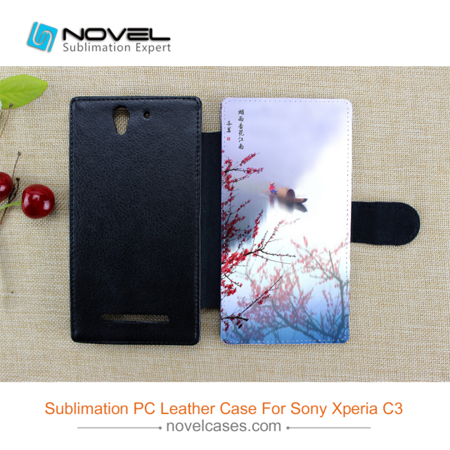 Sublimation Blank PU Leather Flip Cover Phone Wallet  For Sony Xperia C3