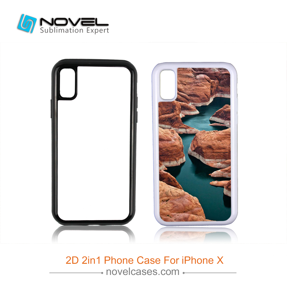 For iPhone X New Sublimation 2D 2IN1 TPU&PC Case