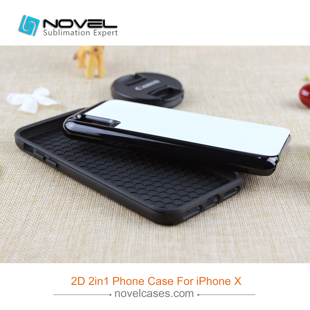 For iPhone X New Sublimation 2D 2IN1 TPU&PC Case