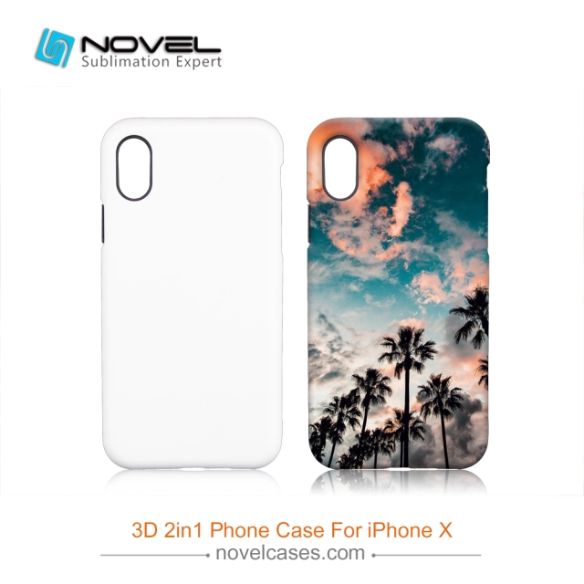 For iPhone X Popular Sublimation 3D 2IN1 Phone Back Cover