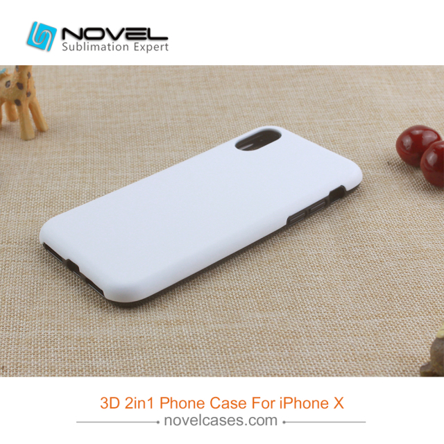 For iPhone X Popular Sublimation 3D 2IN1 Phone Back Cover
