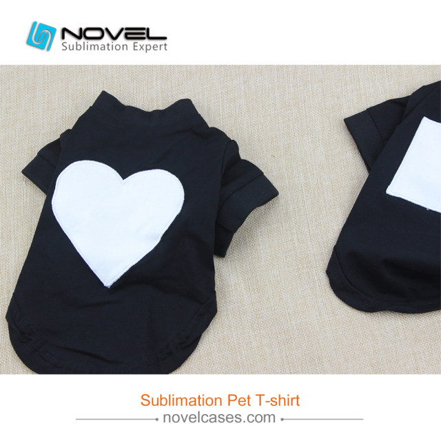 New Sublimation Black Printable Pet T-Shirt With Heart/Rectangle Shape