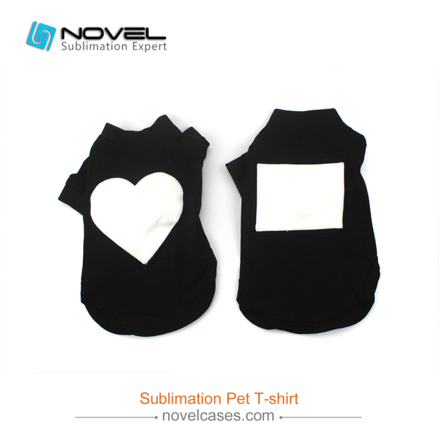 New Sublimation Black Printable Pet T-Shirt With Heart/Rectangle Shape