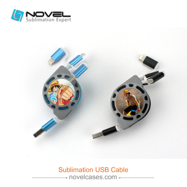 Sublimation Multifunction 3 IN 1 Blank USB Cable For iPhone/Android