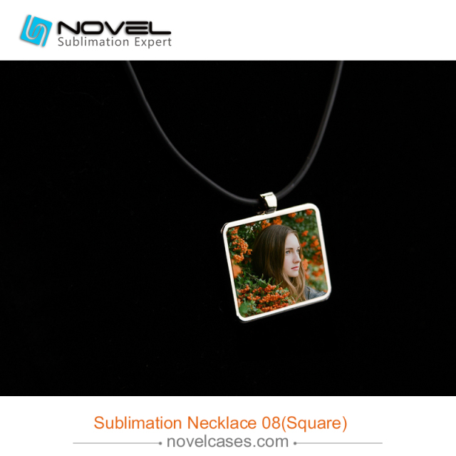 Popular Sublimation Blank Necklace With Leather Cord--Square Shaped