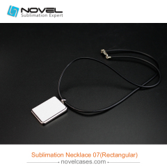 Popular Sublimation Blank Necklace With Leather Cord--Rectangular Shaped