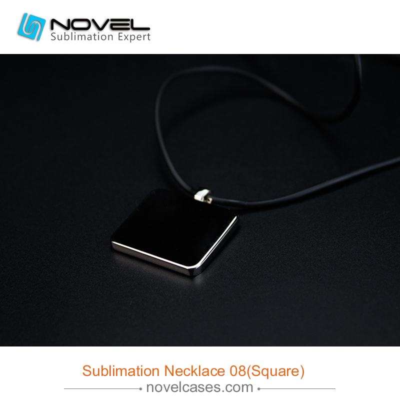 Popular Sublimation Blank Necklace With Leather Cord--Square Shaped