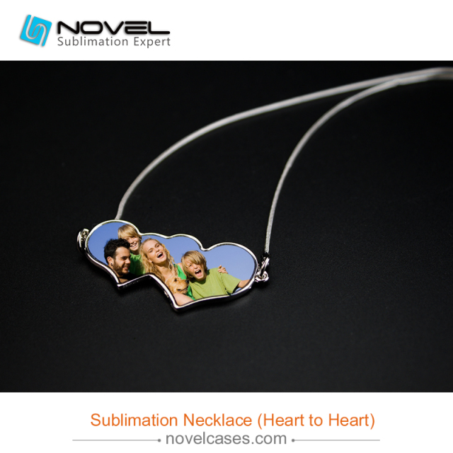 Popular Sublimation Blank Necklace--Double Heart To Heart Shaped