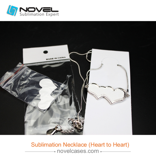 Popular Sublimation Blank Necklace--Double Heart To Heart Shaped