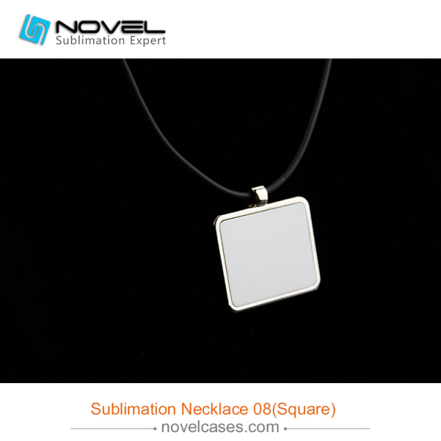 Popular Sublimation Blank Necklace With Leather Cord--Square Shaped