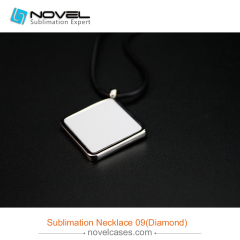 Popular Sublimation Blank Necklace With Leather Cord--Diamond Shaped